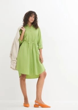 Zdjęcie produktu Sukienka z domieszką lnu, w stylu utility, w długości do kolan, z gumką w talii bonprix