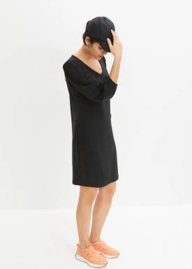 Zdjęcie produktu Sukienka z dżerseju z bufiastymi rękawami bonprix