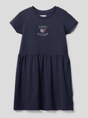 Zdjęcie produktu Sukienka z dzianiny dresowej z krótkim rękawem i wyhaftowanym logo Tommy Hilfiger Kids