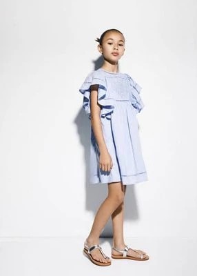 Zdjęcie produktu Sukienka z falbankami z haftem szwajcarskim Mango Kids