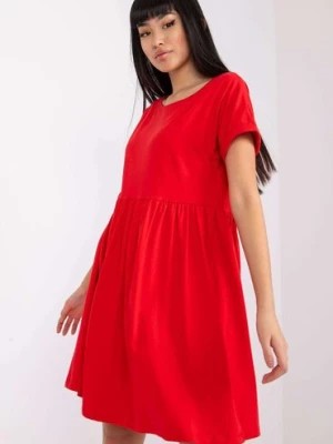 Zdjęcie produktu Sukienka z krótkim rękawem - czerwona RUE PARIS