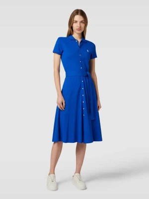 Zdjęcie produktu Sukienka z krótkimi rękawami, kołnierzykiem polo i tasiemką w talii Polo Ralph Lauren