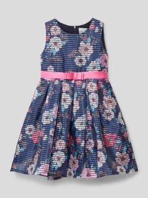 Zdjęcie produktu Sukienka z tasiemką w talii i kwiatowym wzorem Happy Girls