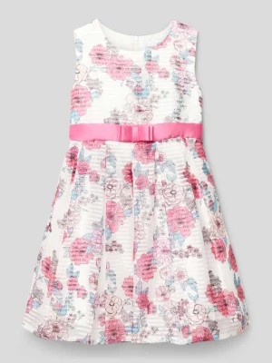 Zdjęcie produktu Sukienka z tasiemką w talii i kwiatowym wzorem Happy Girls