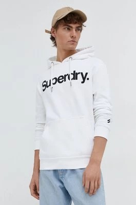 Zdjęcie produktu Superdry bluza bawełniana męska kolor beżowy z kapturem z nadrukiem