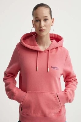 Zdjęcie produktu Superdry bluza damska kolor różowy z kapturem gładka