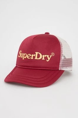 Zdjęcie produktu Superdry czapka kolor czerwony z nadrukiem