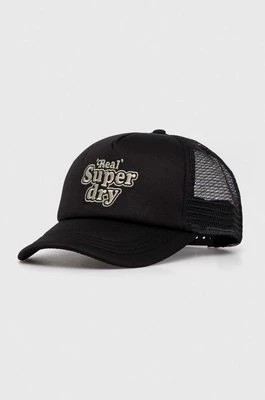 Zdjęcie produktu Superdry czapka z daszkiem kolor czarny z aplikacją