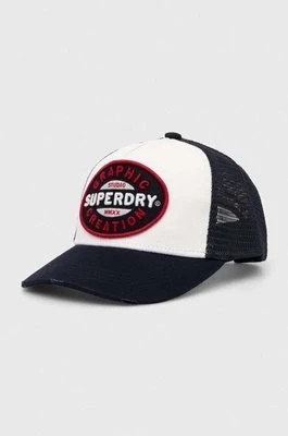 Zdjęcie produktu Superdry czapka z daszkiem kolor granatowy z aplikacją W9010176A-98T