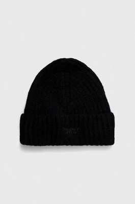 Zdjęcie produktu Superdry czapka z domieszką wełny kolor czarny z grubej dzianiny