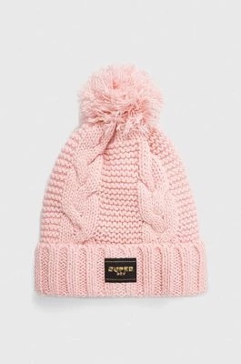 Zdjęcie produktu Superdry czapka z domieszką wełny kolor różowy z grubej dzianiny