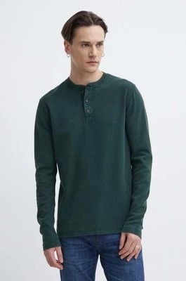 Zdjęcie produktu Superdry longsleeve bawełniany kolor zielony gładki