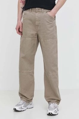 Zdjęcie produktu Superdry spodnie bawełniane kolor beżowy proste