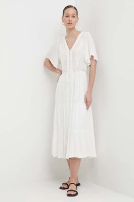 Zdjęcie produktu Superdry sukienka kolor biały midi rozkloszowana