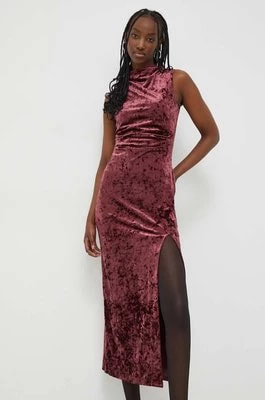 Zdjęcie produktu Superdry sukienka kolor bordowy midi dopasowana