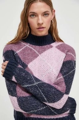 Zdjęcie produktu Superdry sweter damski kolor granatowy ciepły z półgolfem