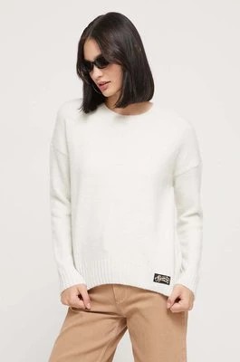 Zdjęcie produktu Superdry sweter z domieszką wełny damski kolor beżowy ciepły