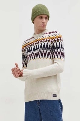 Zdjęcie produktu Superdry sweter z domieszką wełny męski kolor beżowy