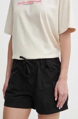 Zdjęcie produktu Superdry szorty bawełniane kolor czarny gładkie high waist