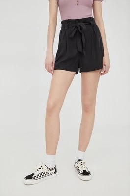 Zdjęcie produktu Superdry szorty damskie kolor czarny gładkie high waist