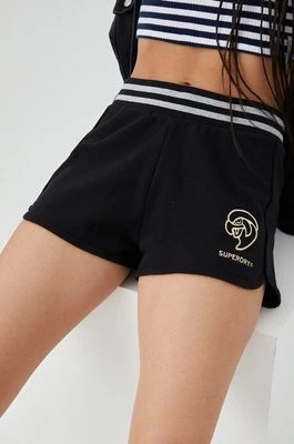 Zdjęcie produktu Superdry szorty damskie kolor czarny z aplikacją high waist