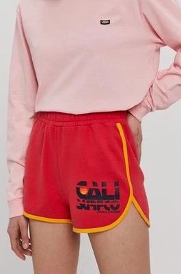 Zdjęcie produktu Superdry Szorty damskie kolor czerwony z nadrukiem medium waist