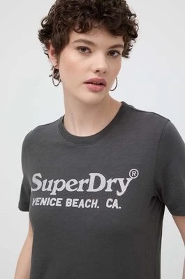 Zdjęcie produktu Superdry t-shirt bawełniany damski kolor szary