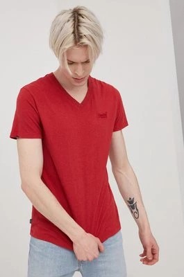 Zdjęcie produktu Superdry t-shirt bawełniany kolor czerwony gładki