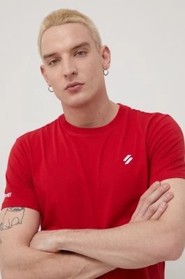Zdjęcie produktu Superdry t-shirt bawełniany kolor czerwony z nadrukiem