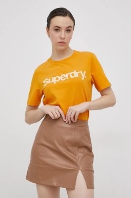 Zdjęcie produktu Superdry T-shirt bawełniany kolor pomarańczowy