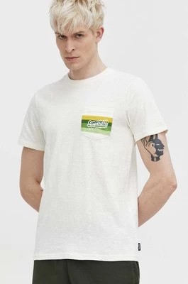 Zdjęcie produktu Superdry t-shirt bawełniany męski kolor beżowy z nadrukiem