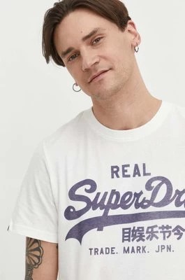Zdjęcie produktu Superdry t-shirt bawełniany męski kolor biały wzorzysty
