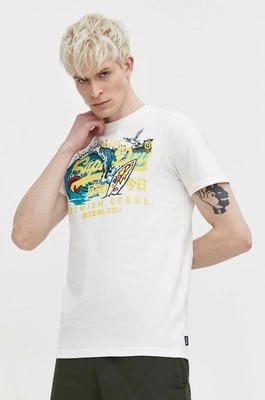 Zdjęcie produktu Superdry t-shirt bawełniany męski kolor biały z nadrukiem
