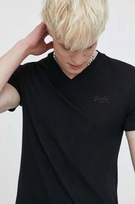 Zdjęcie produktu Superdry t-shirt bawełniany męski kolor czarny gładki