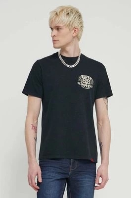 Zdjęcie produktu Superdry t-shirt bawełniany męski kolor czarny z nadrukiem