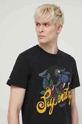 Zdjęcie produktu Superdry t-shirt bawełniany męski kolor czarny z nadrukiem