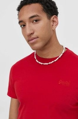 Zdjęcie produktu Superdry t-shirt bawełniany męski kolor czerwony gładki