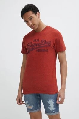 Zdjęcie produktu Superdry t-shirt bawełniany męski kolor czerwony melanżowy