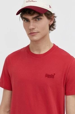 Zdjęcie produktu Superdry t-shirt bawełniany męski kolor czerwony z aplikacją