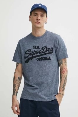 Zdjęcie produktu Superdry t-shirt bawełniany męski kolor granatowy z aplikacją
