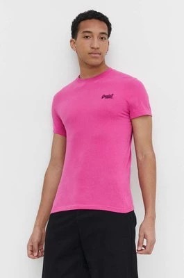 Zdjęcie produktu Superdry t-shirt bawełniany męski kolor różowy z aplikacją