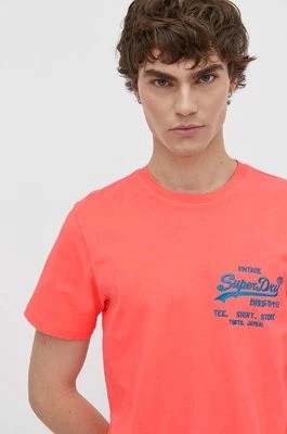 Zdjęcie produktu Superdry t-shirt bawełniany męski kolor różowy z nadrukiem
