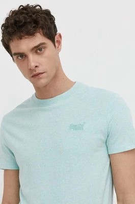 Zdjęcie produktu Superdry t-shirt bawełniany męski kolor turkusowy melanżowy