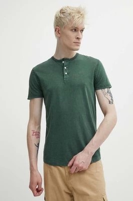 Zdjęcie produktu Superdry t-shirt bawełniany męski kolor zielony gładki