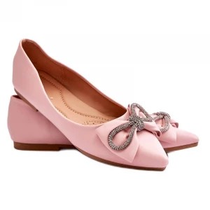 Zdjęcie produktu Sweet Shoes Eleganckie Baleriny Z Kokardą I Dżetami Różowe One Time