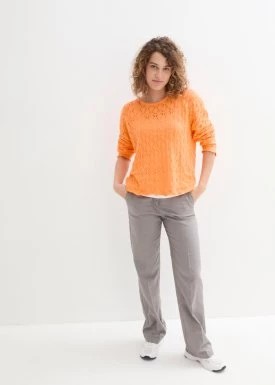 Zdjęcie produktu Sweter ażurowy oversized z domieszką lnu bonprix