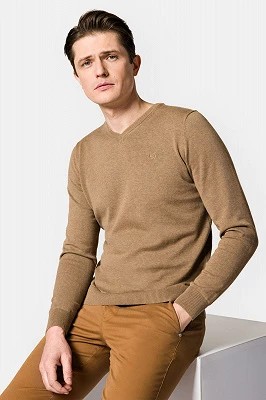 Zdjęcie produktu Sweter Beżowy Bawełniany w Serek Harrison Lancerto