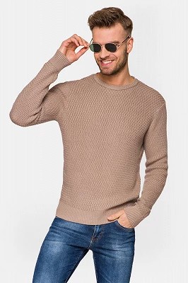 Zdjęcie produktu Sweter Beżowy Bawełniany Miguel Lancerto