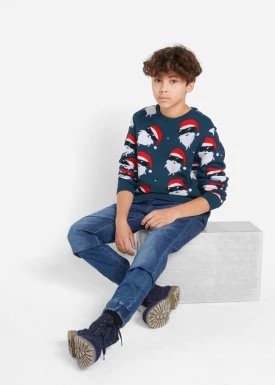 Zdjęcie produktu Sweter chłopięcy z bożonarodzeniowym motywem bonprix