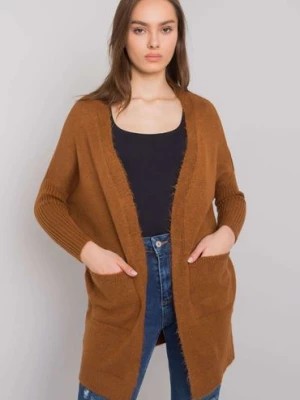 Zdjęcie produktu Sweter damski brązowy z kieszeniami RUE PARIS